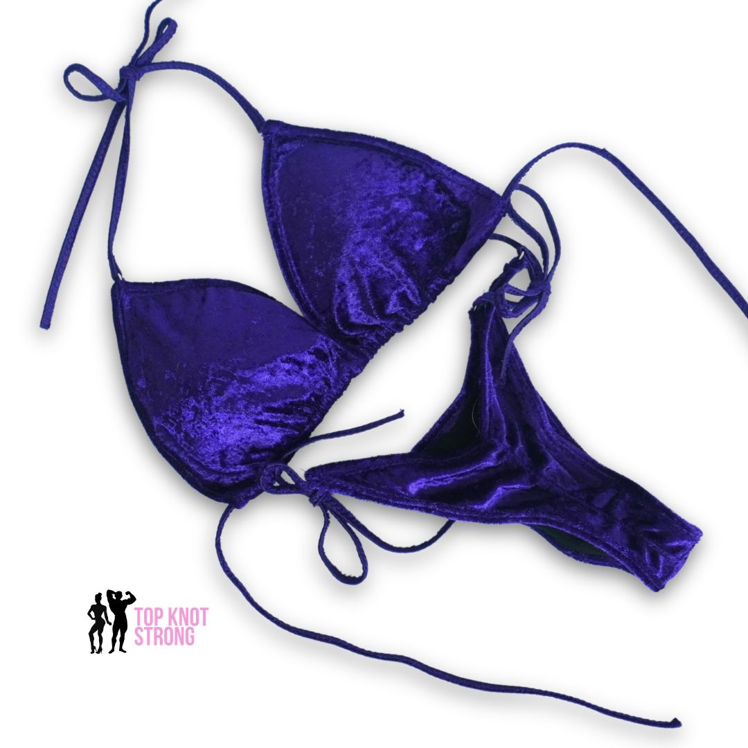 Purple Velvet Bikini Posing Practice Suit