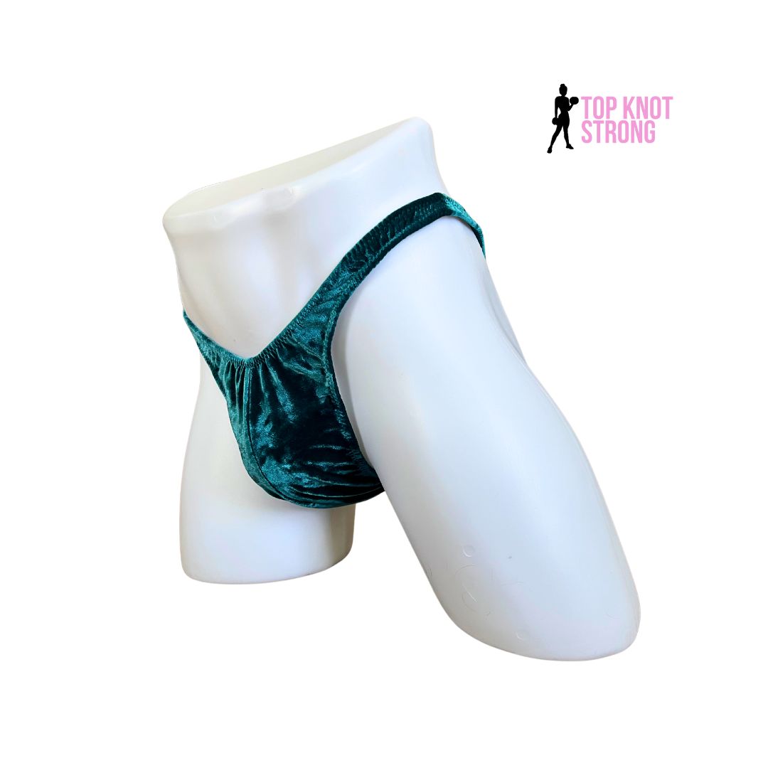 RTS: Atlantic Blue Velvet Men's Bodybuilding Posing Trunks | Large Pro