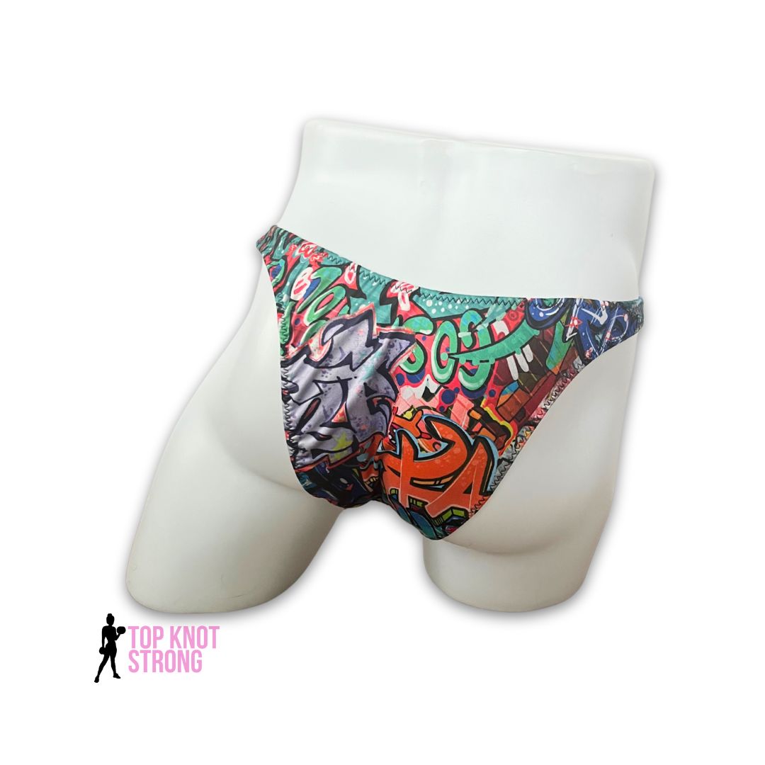 Graffiti Print Men's Bodybuilding Posing Trunks