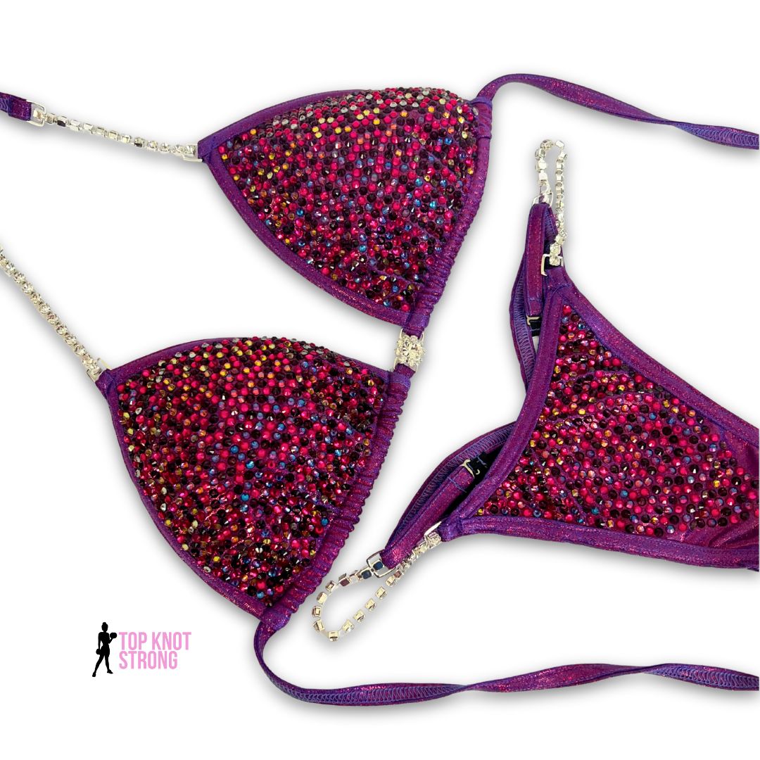 Jolene Plum Purple Crystal Bikini Competition Suit