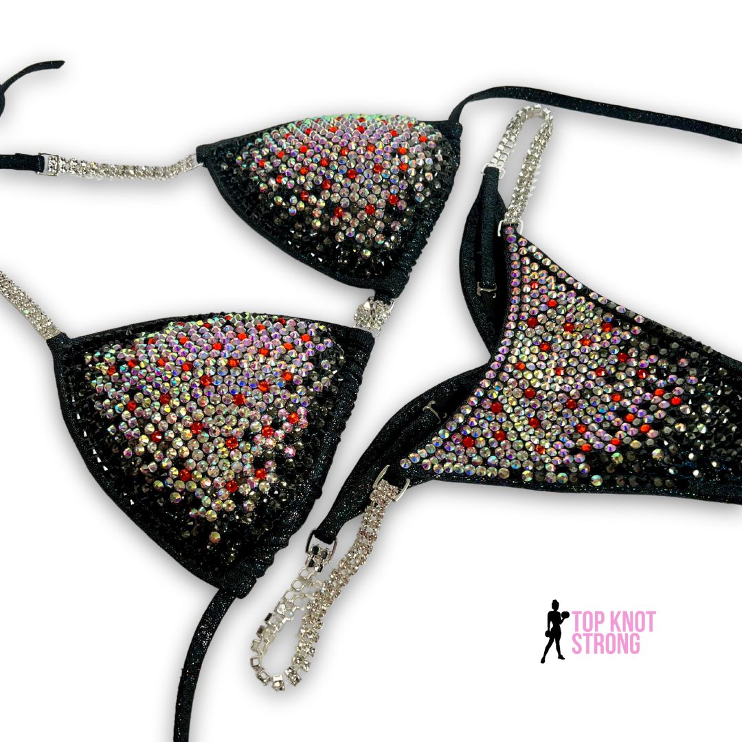 Supernova Wet Black Crystal Bikini Competition Suit