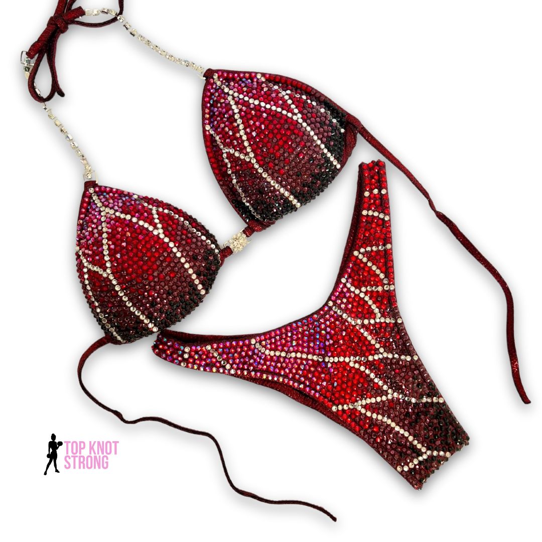 Cruella Cranberry Red Crystal Wellness Competition Suit