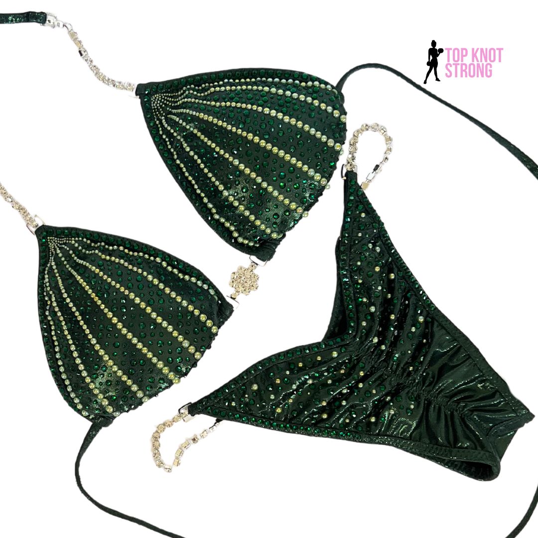 Enchanted Forest Green Crystal Bikini Competition Suit