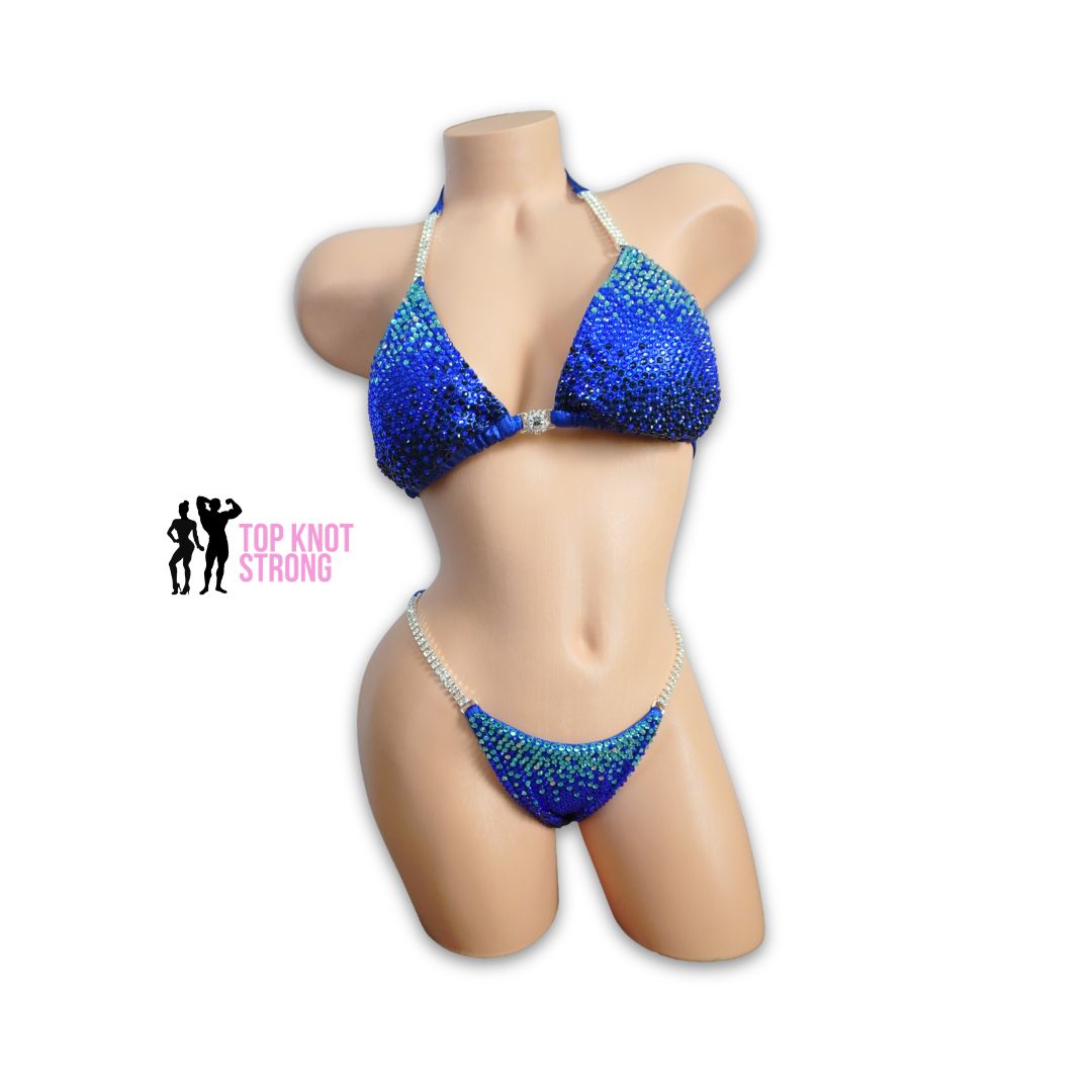 Blue Ice Navy Crystal Bikini Competition Suit