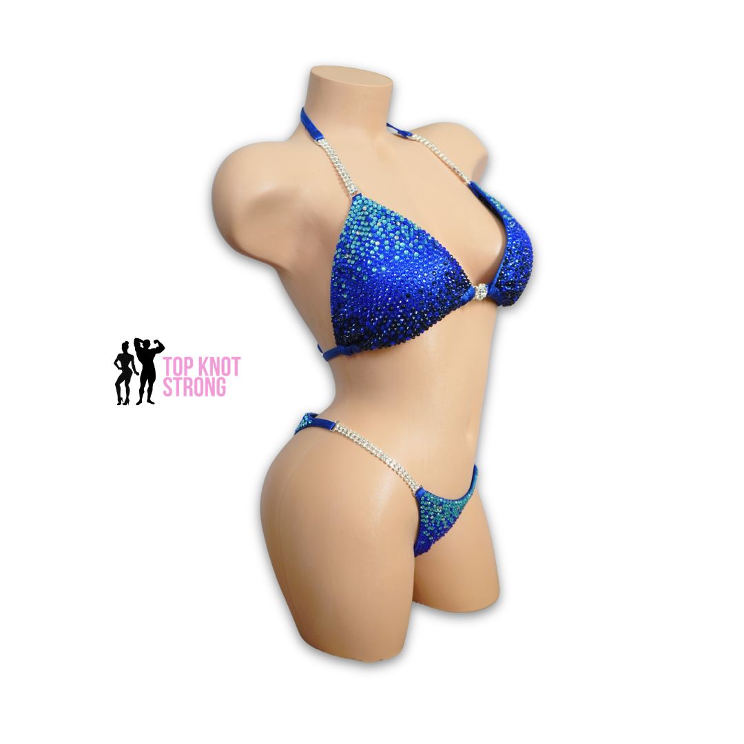 Blue Ice Navy Crystal Bikini Competition Suit