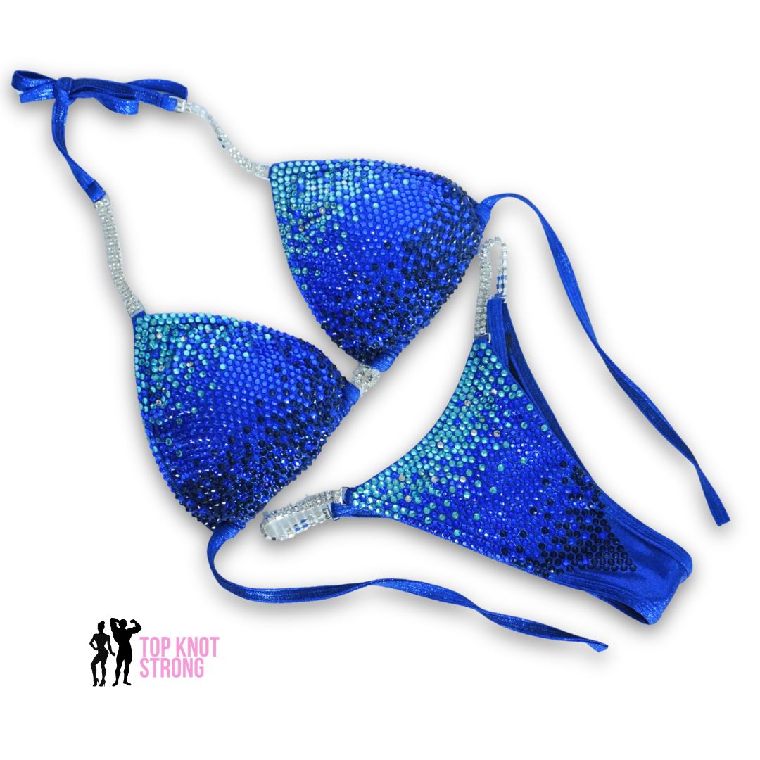 Blue Ice Navy Crystal Bikini Competition Suit