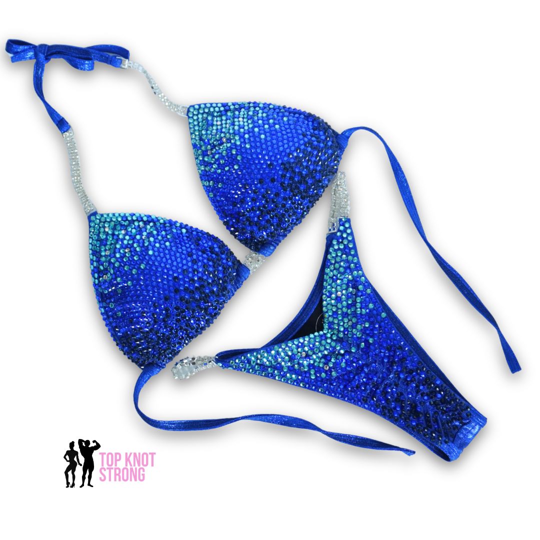 Blue Ice Navy Crystal Bikini Competition Suit