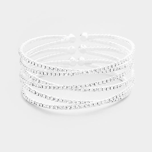 Criss Cross Rhinestone Cuff Bikini Competition Bracelet