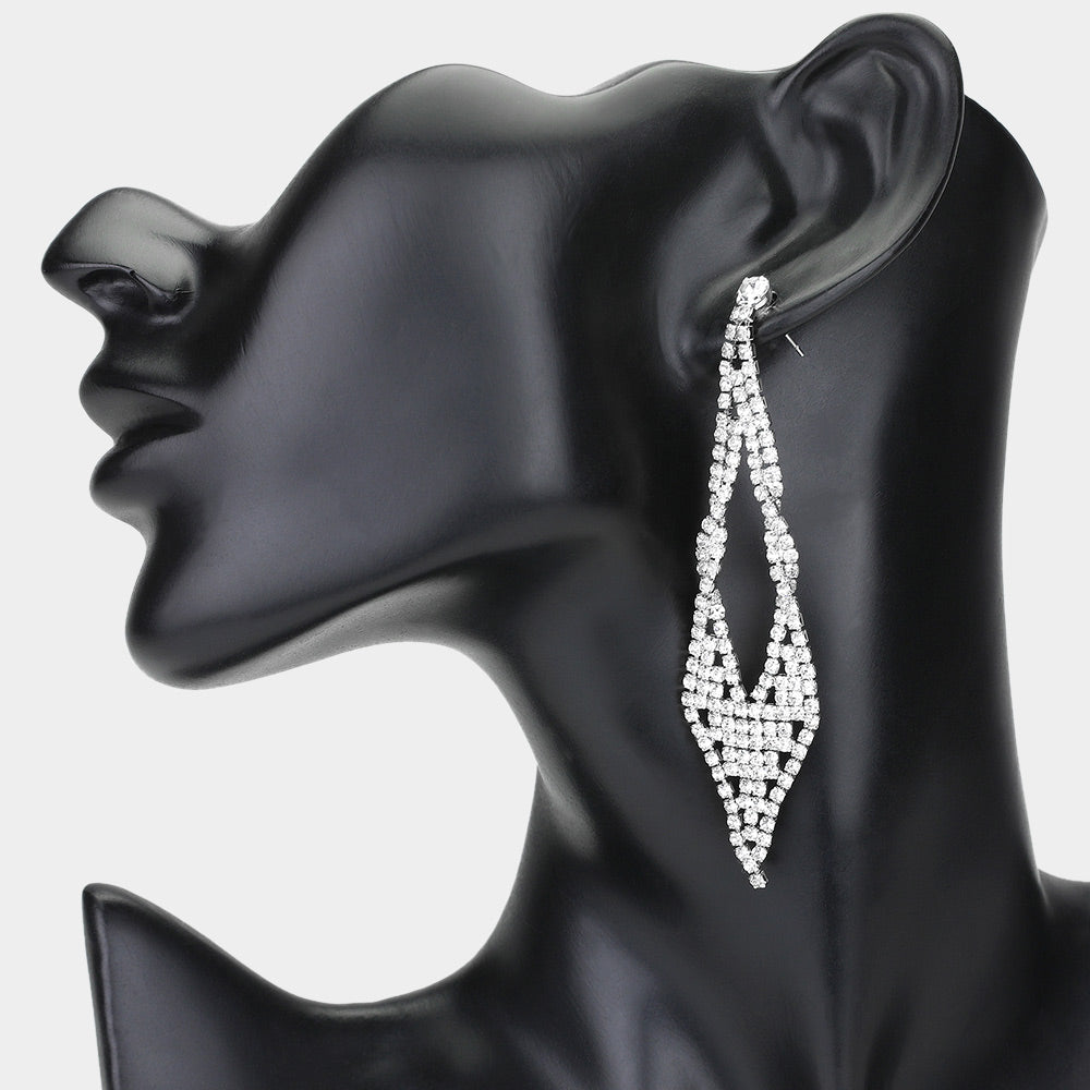 Rhinestone Paved Drop Bikini Competition Earrings