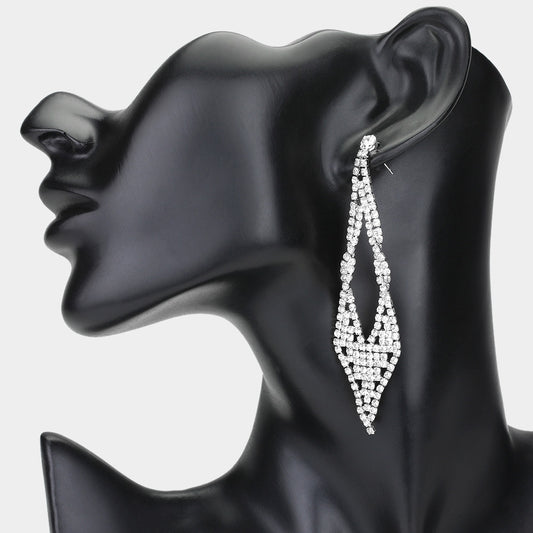 Rhinestone Paved Drop Bikini Competition Earrings