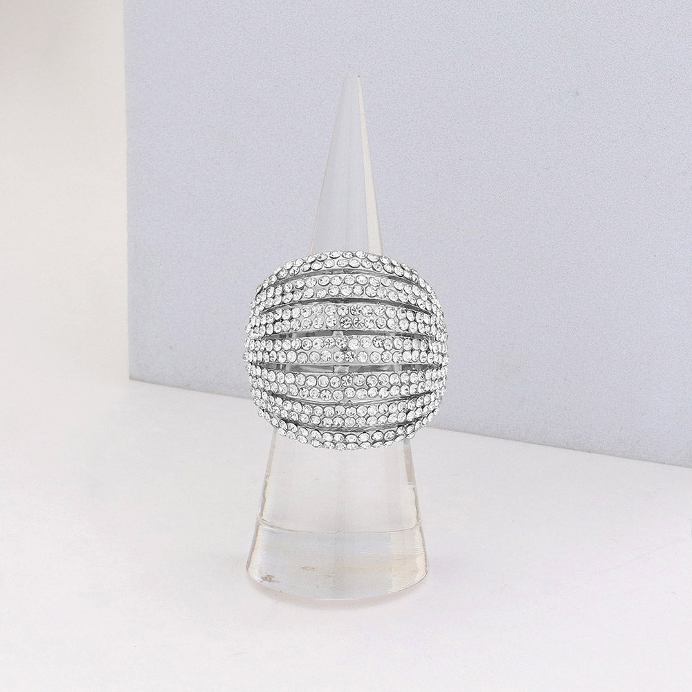 Crystal Rhinestone Dome Stretch Bikini Competition Ring
