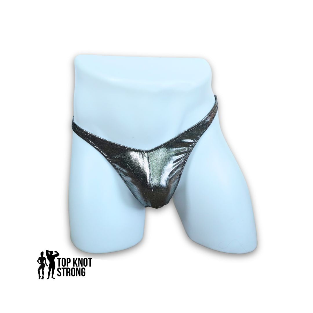 Gun Metal Silver Men's Bodybuilding Posing Trunks