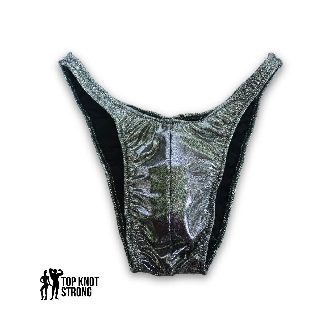 Gun Metal Silver Men's Bodybuilding Posing Trunks