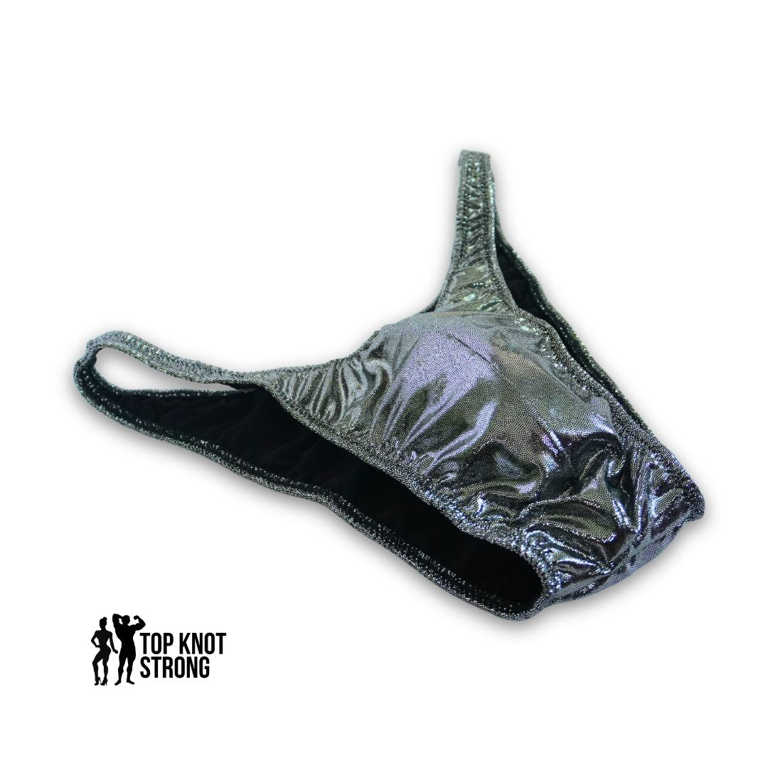 Gun Metal Silver Men's Bodybuilding Posing Trunks