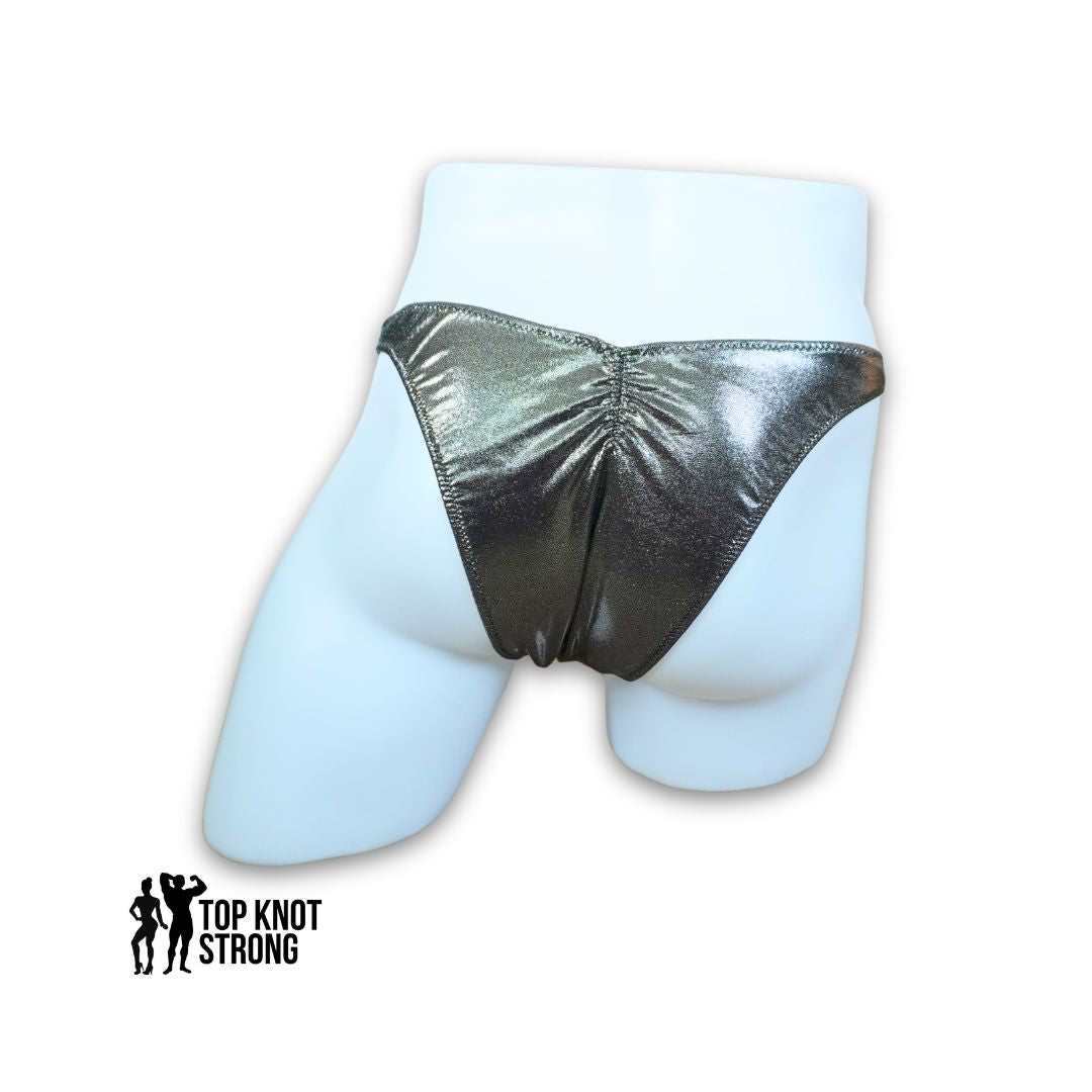 Gun Metal Silver Men's Bodybuilding Posing Trunks