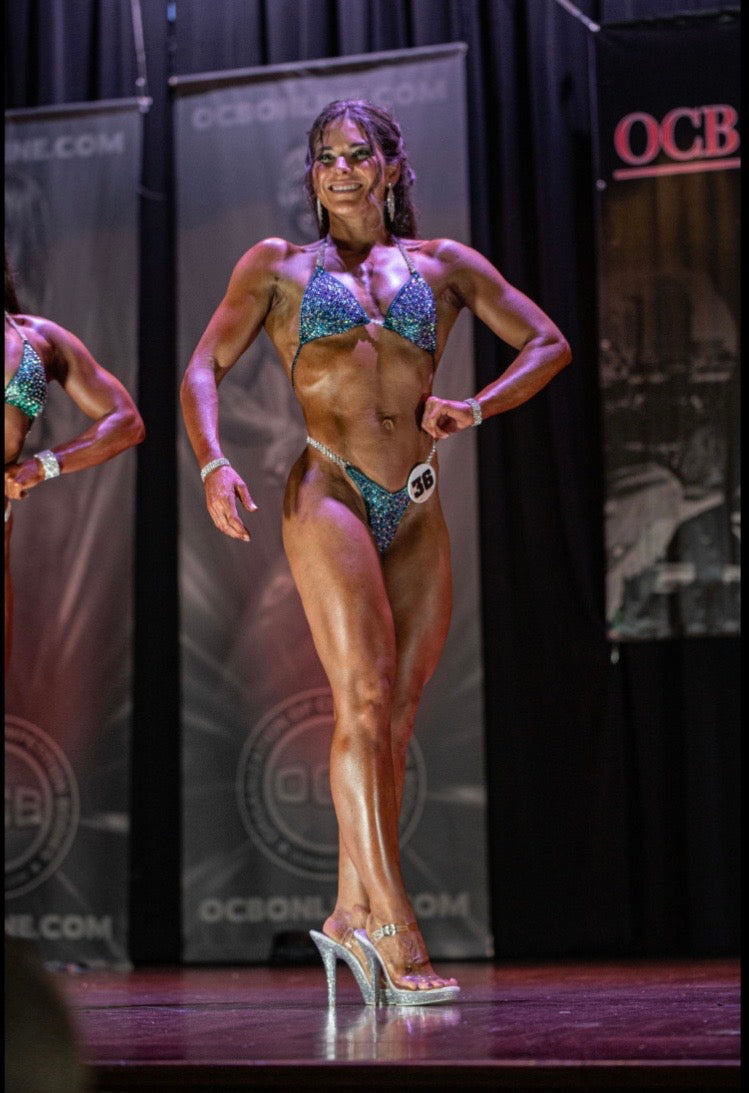 Midnight Shimmer Teal Figure Physique Competition Suit