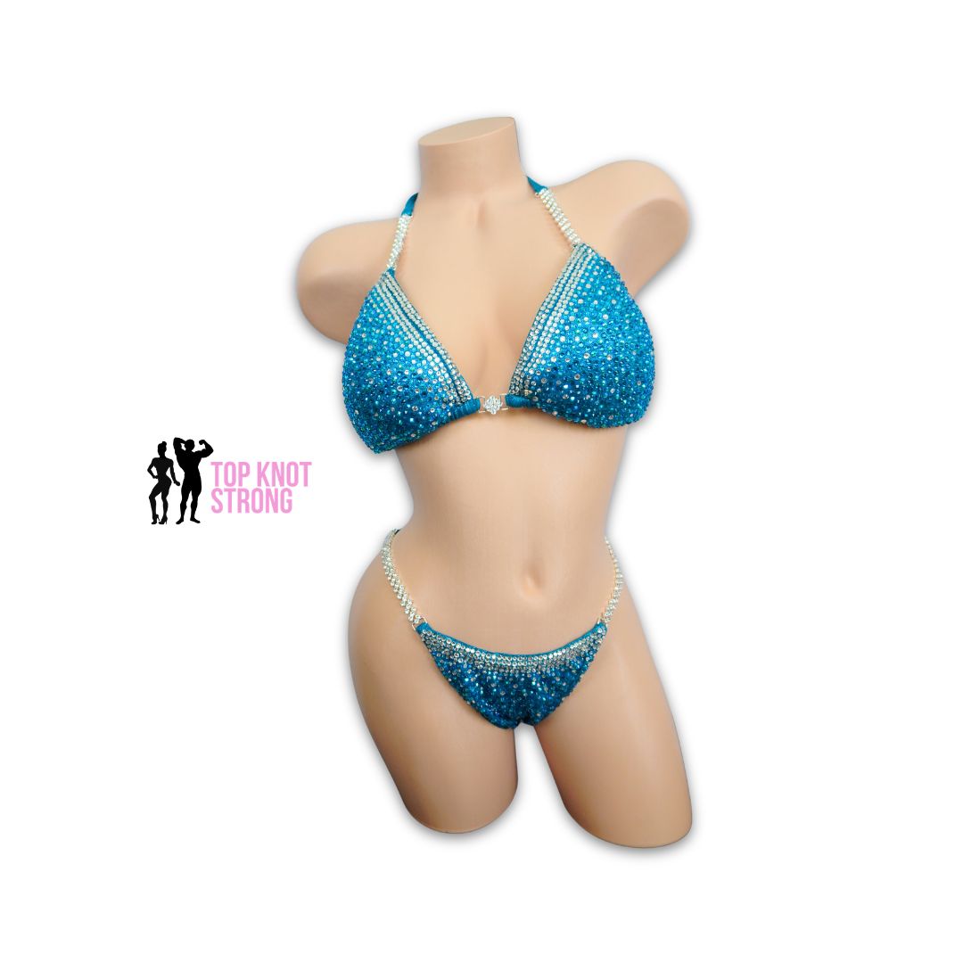 Jasmine Teal Crystal Bikini Competition Suit