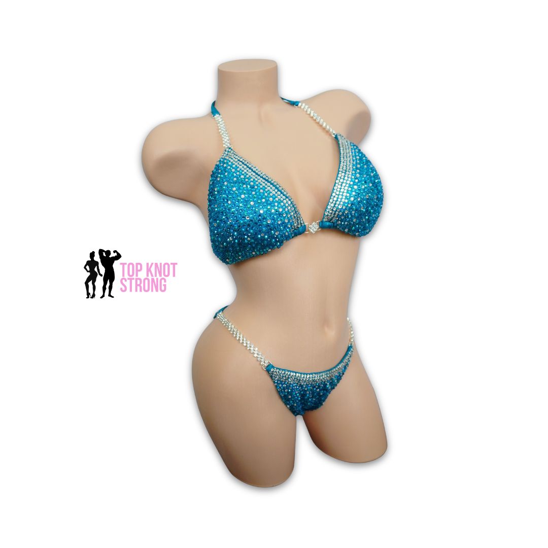 Jasmine Teal Crystal Bikini Competition Suit