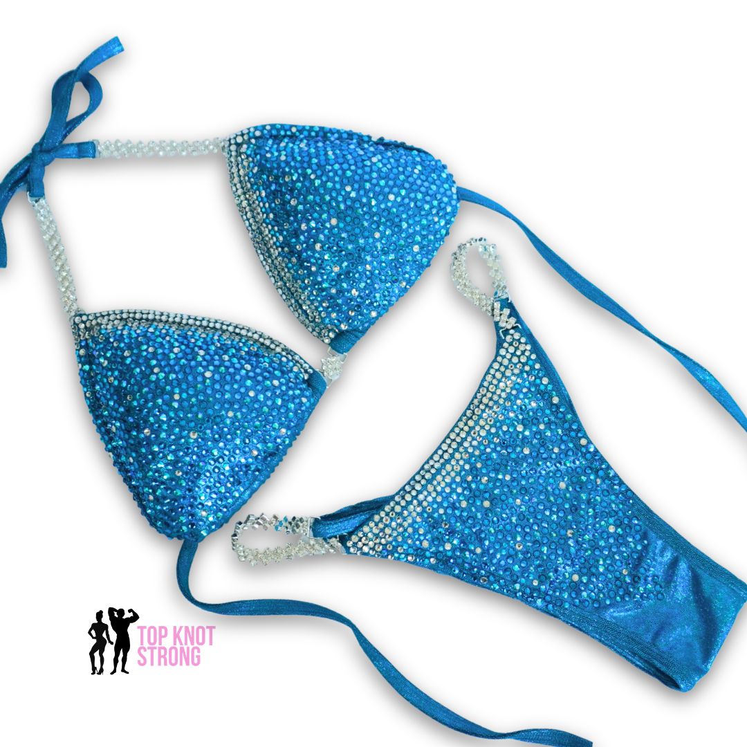 Jasmine Teal Crystal Bikini Competition Suit