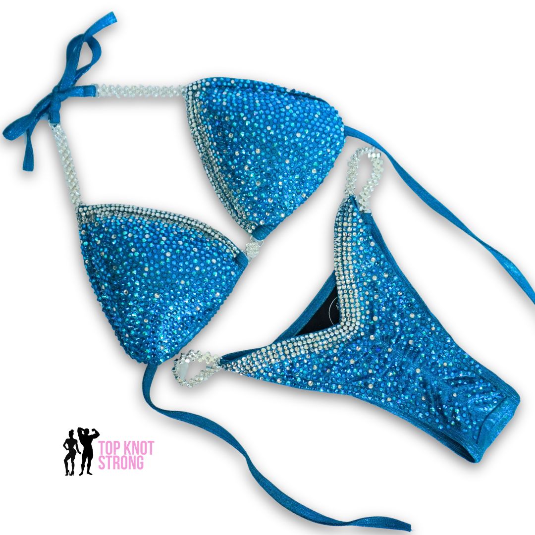 Jasmine Teal Crystal Bikini Competition Suit