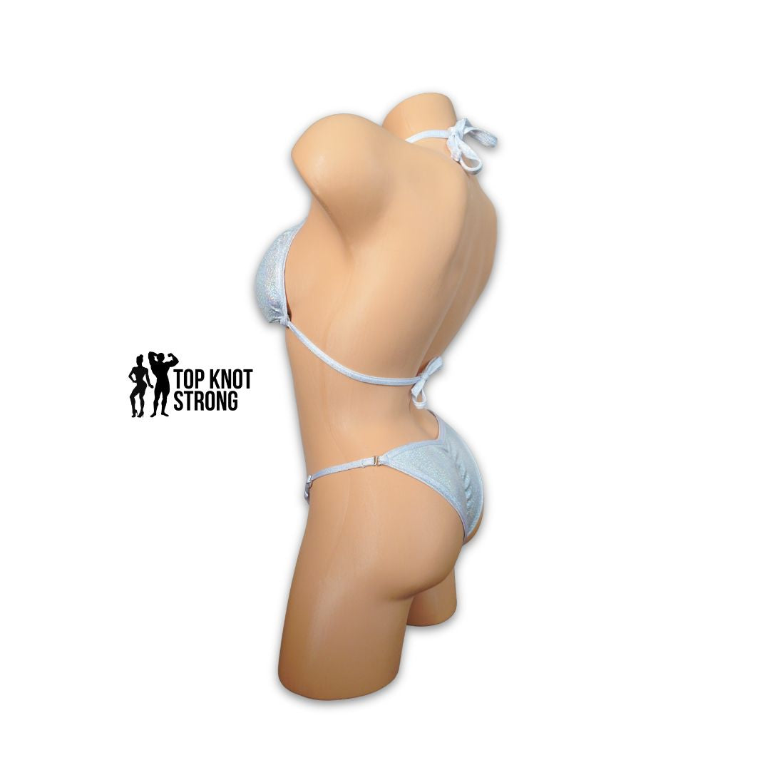 RTS: White Silver Fit Model Bikini Competition Suit