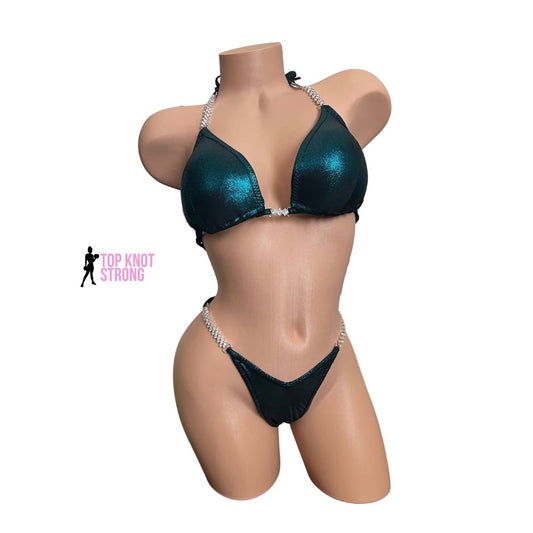 Peacock Teal Figure Physique Bodybuilding Competition Suit