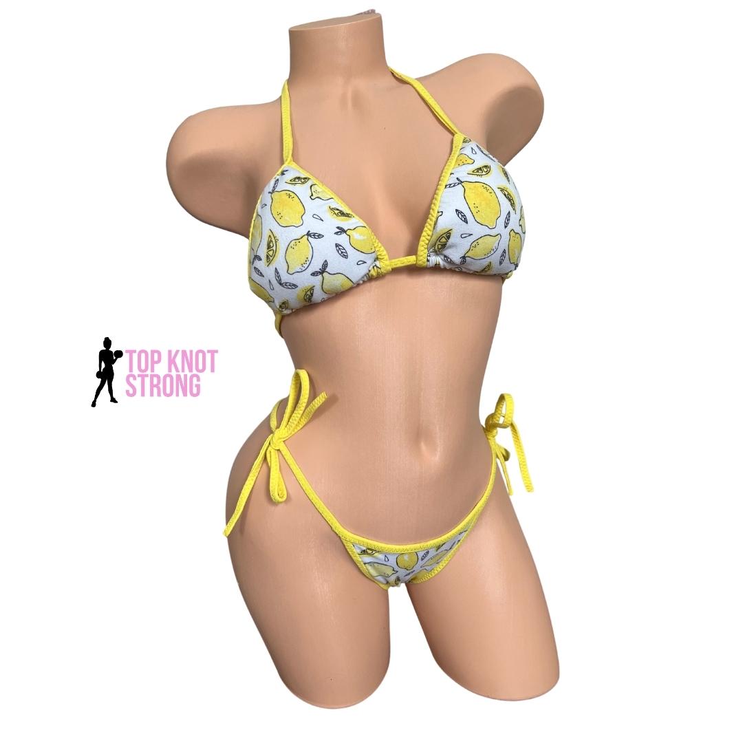 Lemon Print Bikini Practice Posing Suit