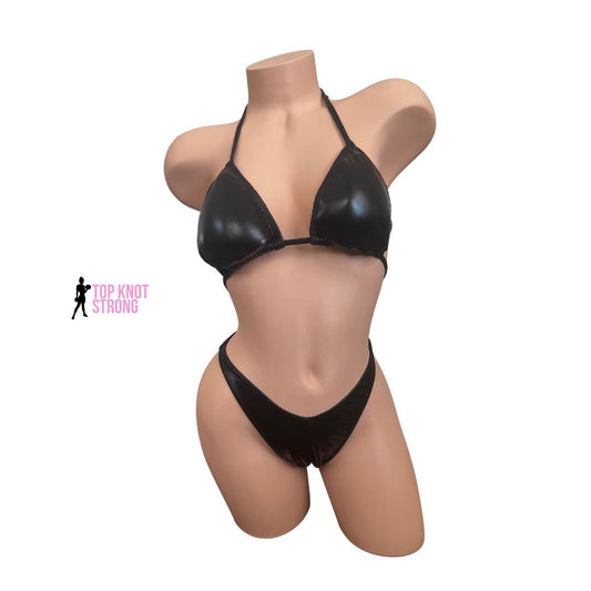 Wet Black Figure Physique Posing Practice Suit