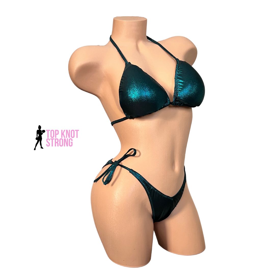 Peacock Teal Wellness Competition Posing Practice Suit