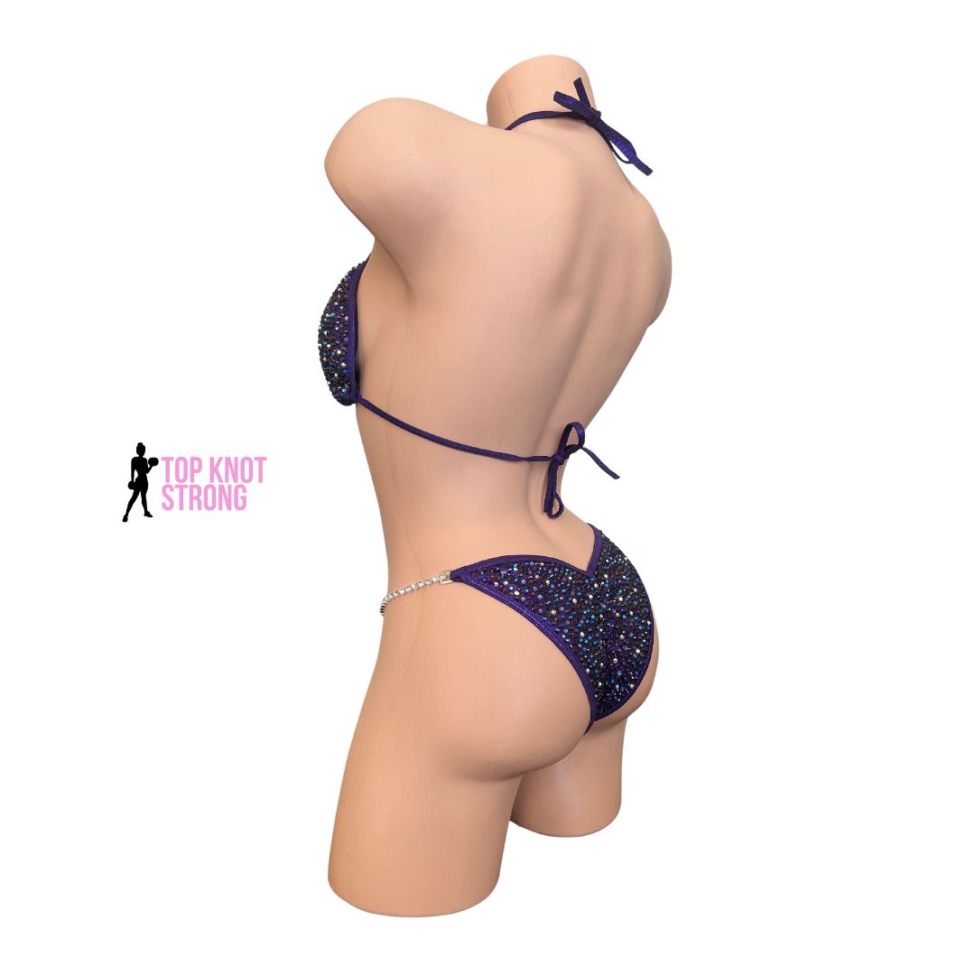 Deep Purple Galaxy Crystal Bikini Competition Suit