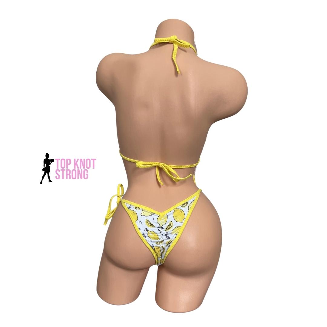 Lemon Print Bikini Practice Posing Suit