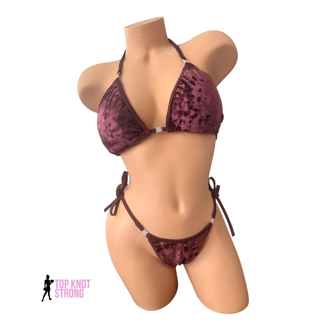 Fig Velvet Maroon Bikini Posing Practice Suit 