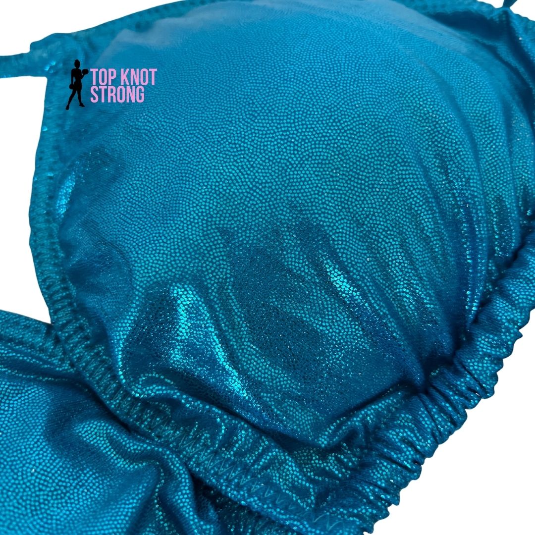 Close up of Aqua Blue Practice Posing Bikini