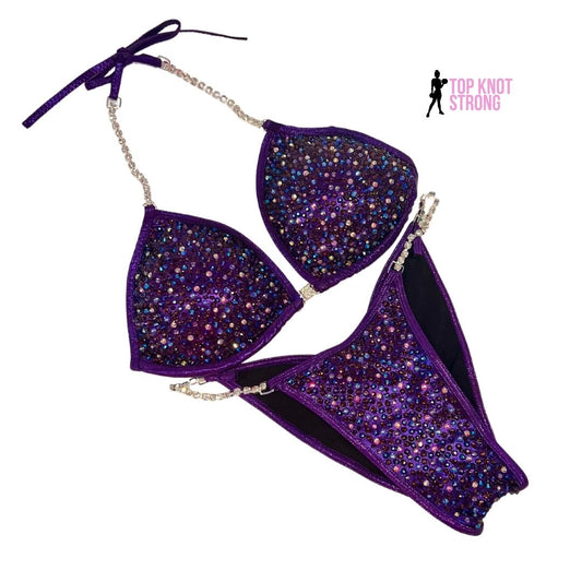 Deep Purple Galaxy Crystal Bikini Competition Suit