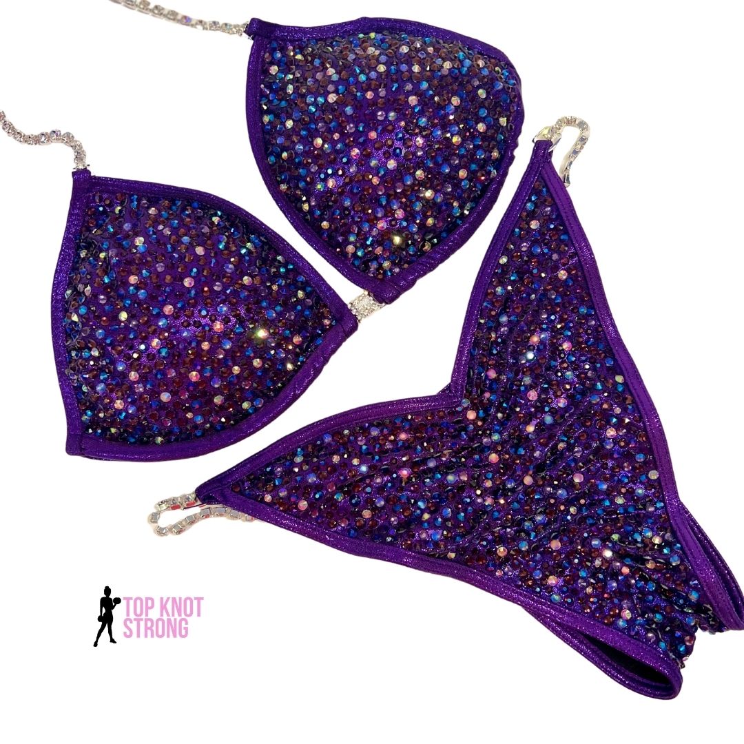 Deep Purple Galaxy Crystal Bikini Competition Suit