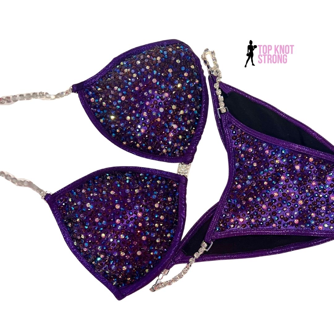 Deep Purple Galaxy Crystal Bikini Competition Suit