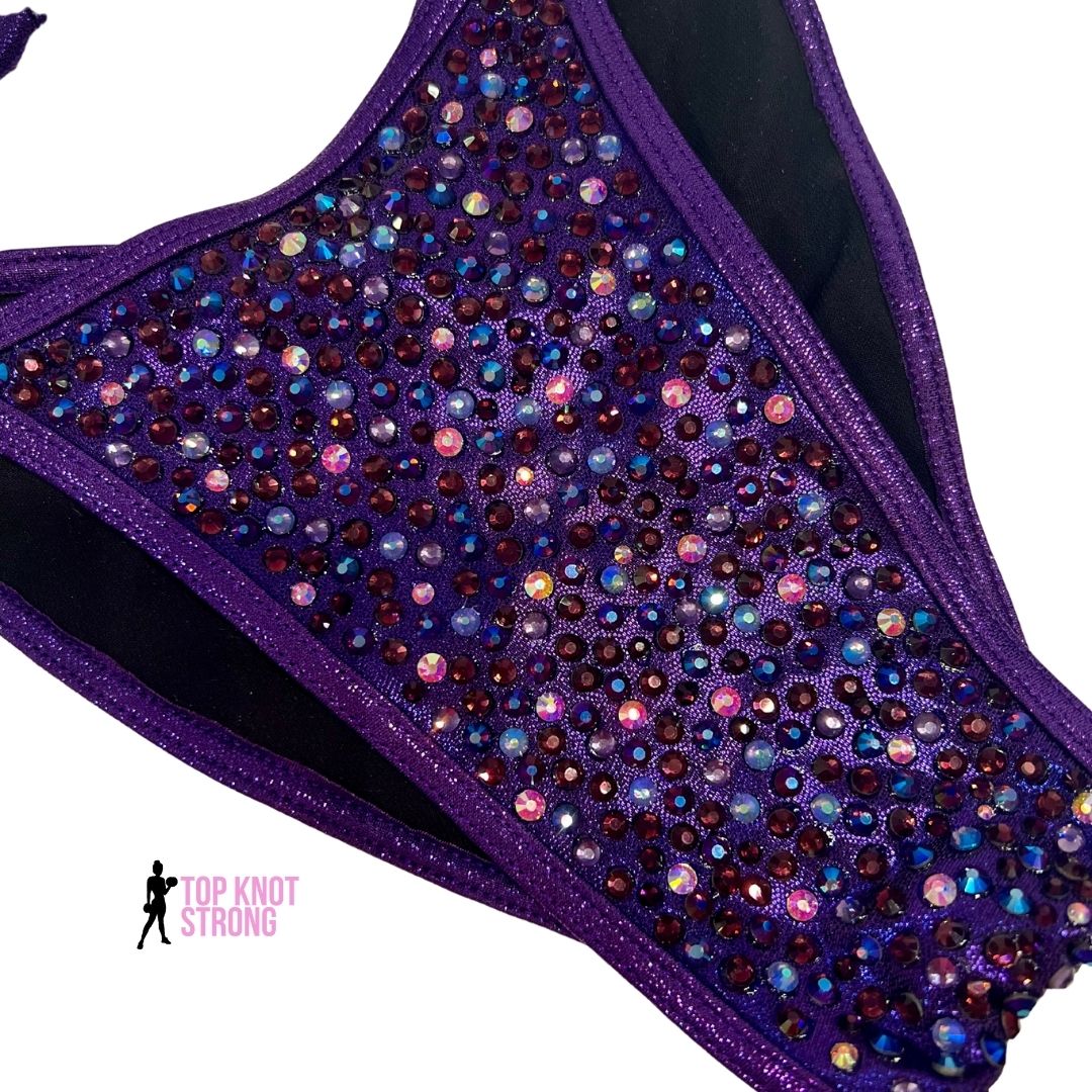 Deep Purple Galaxy Crystal Bikini Competition Suit