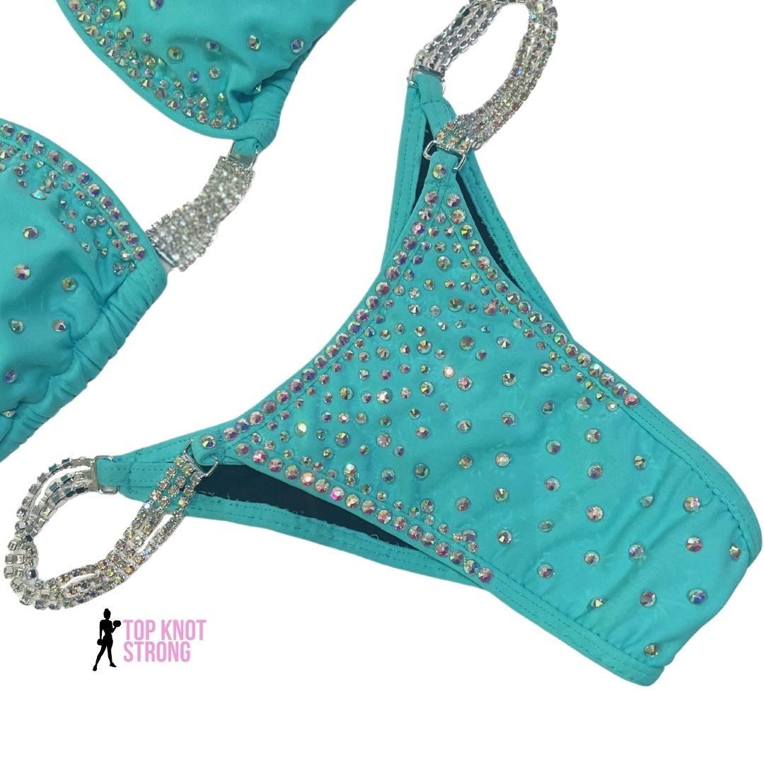 Blue Tiff Sparkle Bikini Competition Suit
