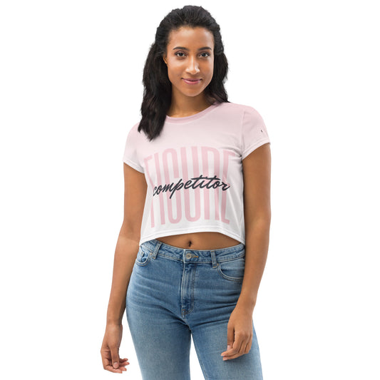 Figure Competitor Pink Ombre Crop Tee