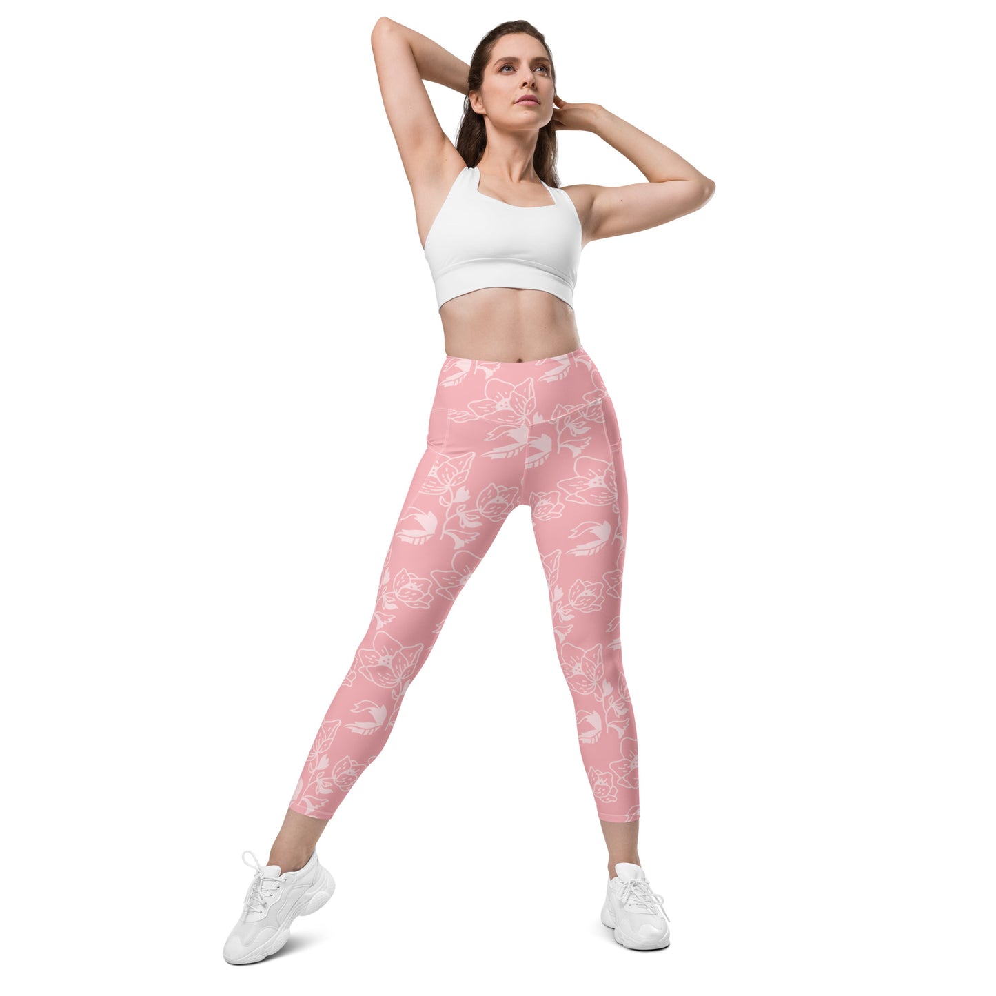 Pink Floral Leggings with pockets